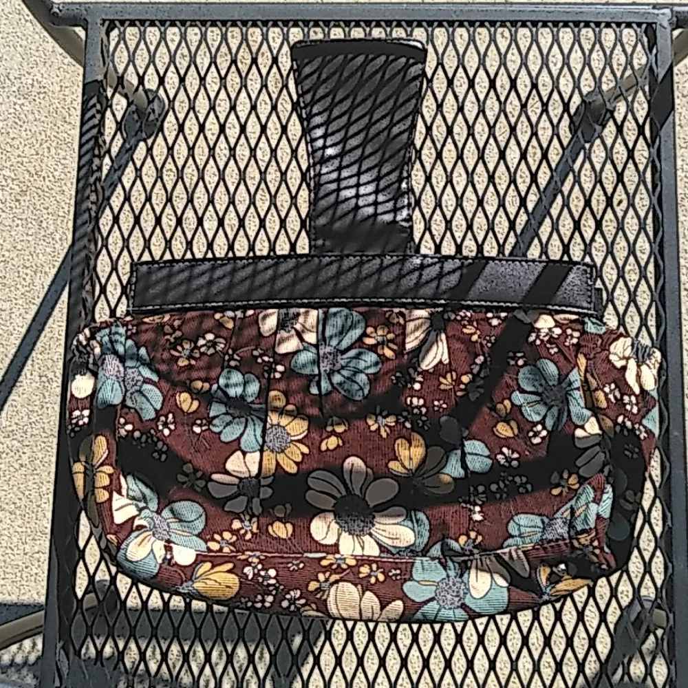 Floral‎ Quilted Canvas Tote  — Brown Trim, Multi‑Color Flowers